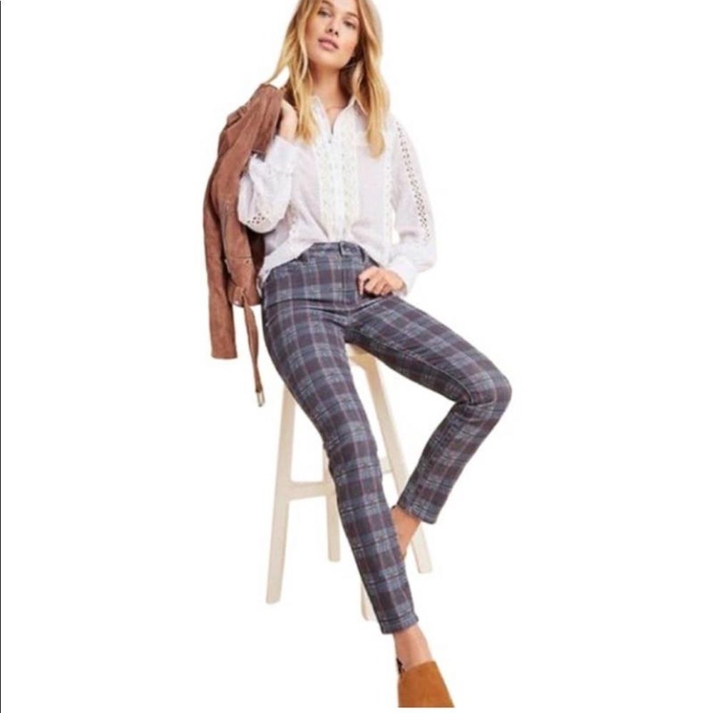 Paige Plaid Hoxton Ankle Jeans Size 25